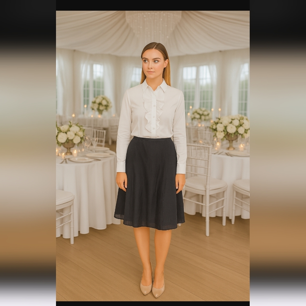 Chiffon Crepe Pleated Knee Length Skirt by Sigrid Olsen Collection size 12
